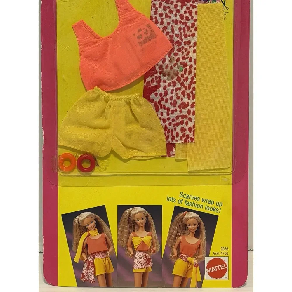 Vintage 1991 Barbie Fashion Wraps 2936 Red Orange Yellow NOS FREE SHIPPING